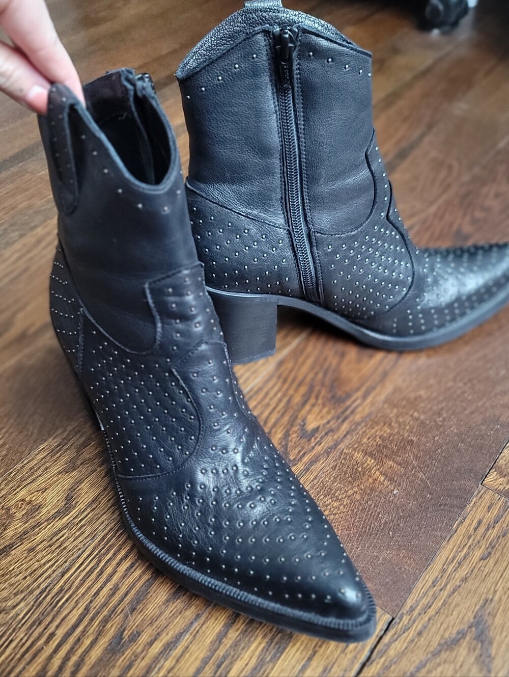 Emanuel Castro Studded Black ankle boot